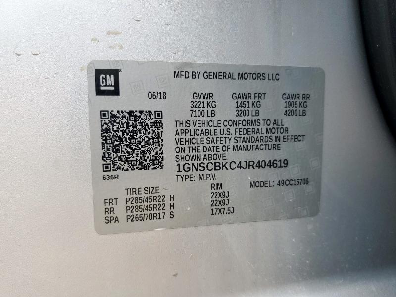 2018 CHEVROLET TAHOE C150 1GNSCBKC4JR404619