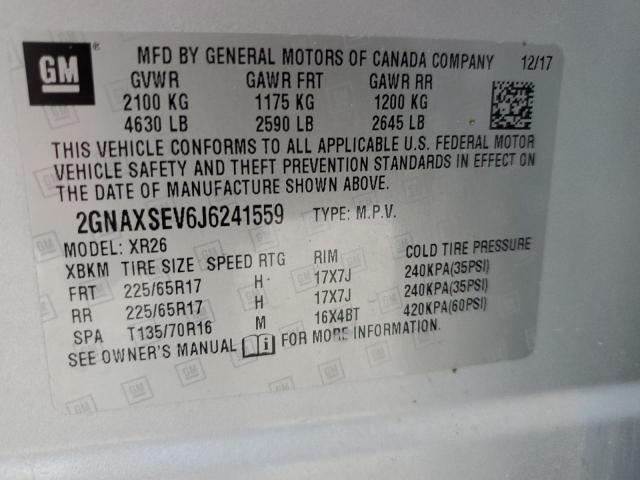 2018 CHEVROLET EQUINOX LT - 2GNAXSEV6J6241559
