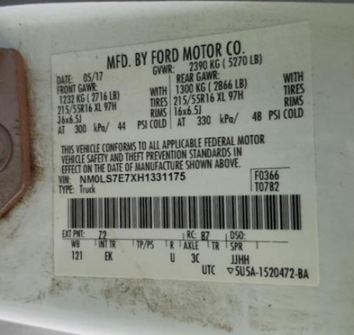 2017 FORD TRANSIT CO - NM0LS7E7XH1331175