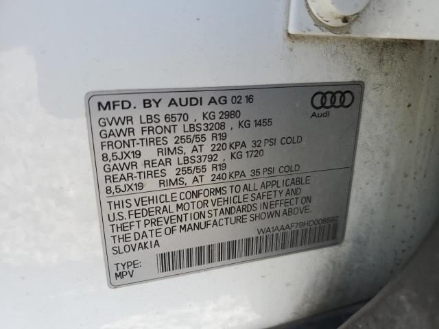 2017 AUDI Q7 PREMIUM WA1AAAF79HD008592