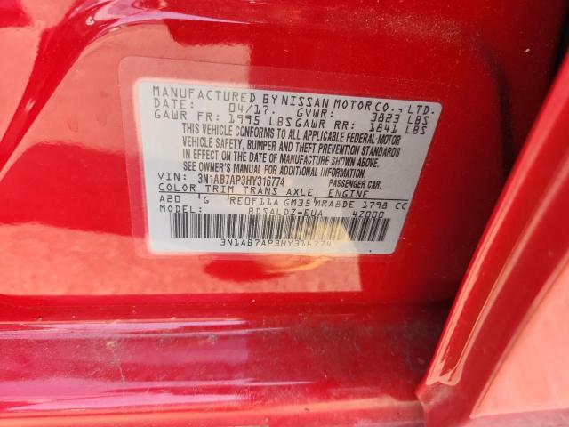 2017 NISSAN SENTRA S - 3N1AB7AP3HY316774