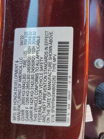 2022 HONDA PILOT SE 5FNYF6H24NB052282