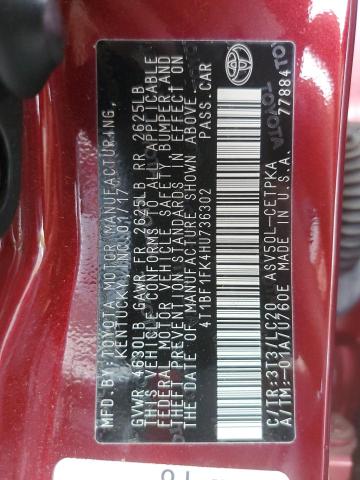 2017 TOYOTA CAMRY LE - 4T1BF1FK4HU736302