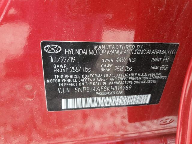 2019 HYUNDAI SONATA LIM 5NPE34AF8KH814989