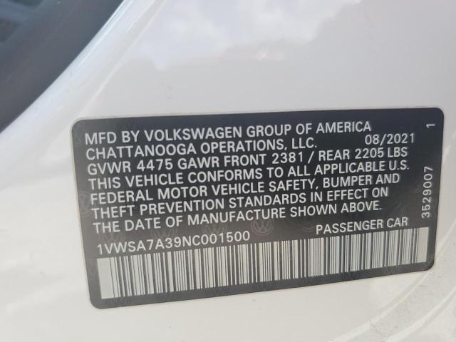 2022 VOLKSWAGEN PASSAT SE 1VWSA7A39NC001500