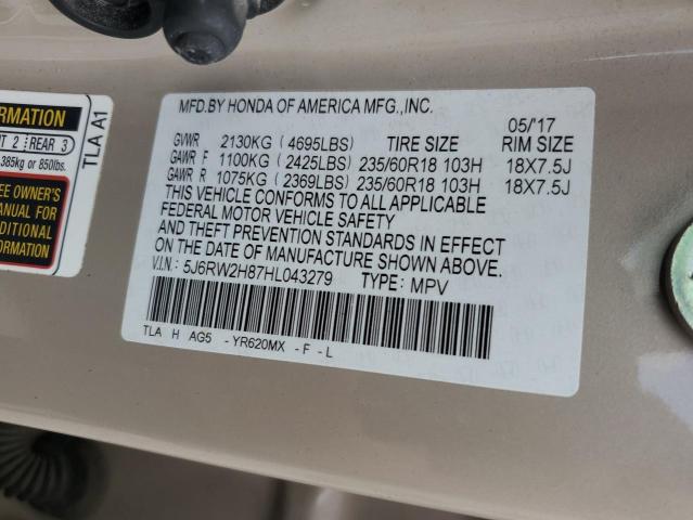 2017 HONDA CR-V EXL 5J6RW2H87HL043279