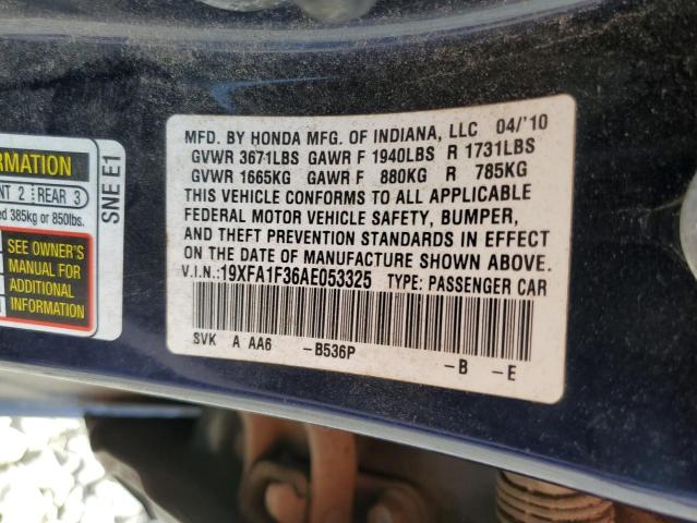 2010 HONDA CIVIC VP - 19XFA1F36AE053325