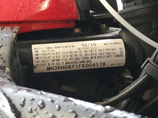 2015 YAMAHA YZFR3 MH3RH06Y1FK004179