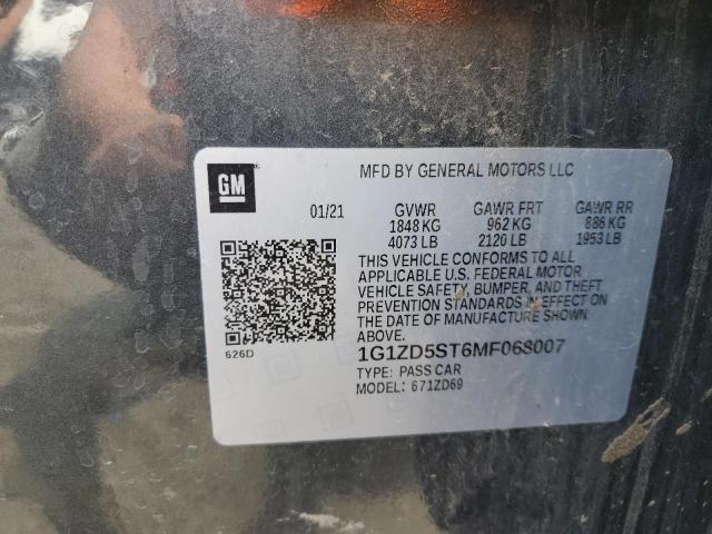 2021 CHEVROLET MALIBU LT 1G1ZD5ST6MF068007