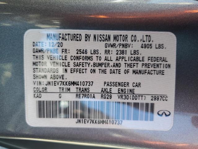 2021 INFINITI Q60 LUXE JN1EV7KK6MM410737