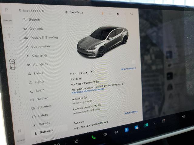 2022 TESLA MODEL S 5YJSA1E59NF465188