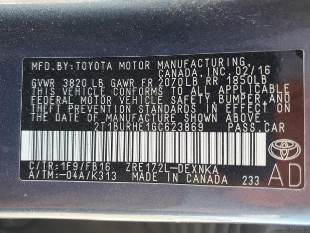 2016 TOYOTA COROLLA L - 2T1BURHE1GC623869
