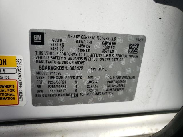 2017 BUICK ENCLAVE 5GAKVCKD5HJ303472