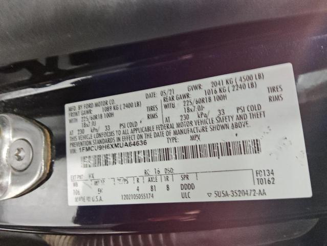 2021 FORD ESCAPE SEL 1FMCU9H6XMUA64636
