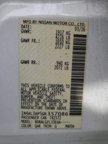 2016 NISSAN ALTIMA 2.5 - 1N4AL3AP5GN357086