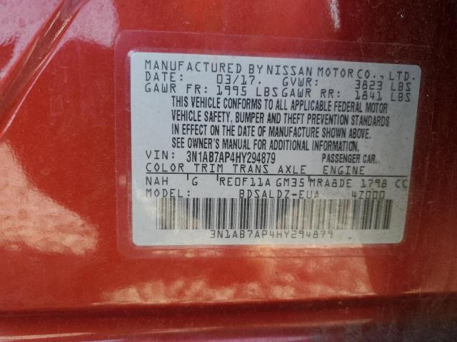 2017 NISSAN SENTRA S 3N1AB7AP4HY294879