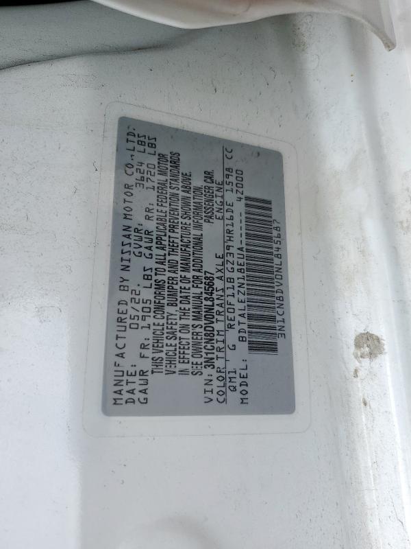 2022 NISSAN VERSA S - 3N1CN8DV0NL845687