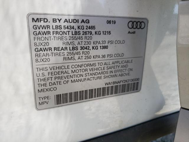 2019 AUDI Q5 PREMIUM WA1BNAFY2K2130330