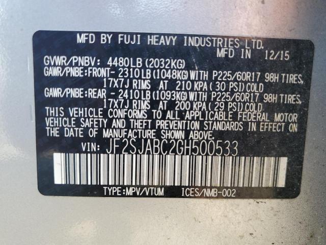 2016 SUBARU FORESTER 2 - JF2SJABC2GH500533