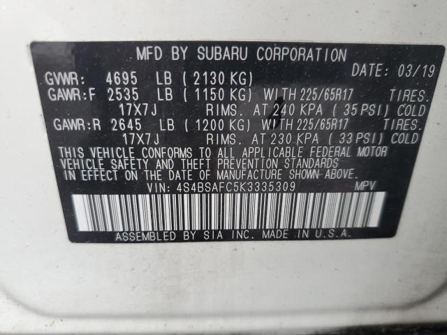 2019 SUBARU OUTBACK 2. - 4S4BSAFC5K3335309