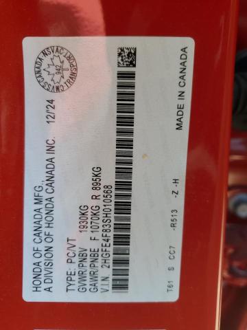 2025 HONDA CIVIC SPOR - 2HGFE4F83SH010568