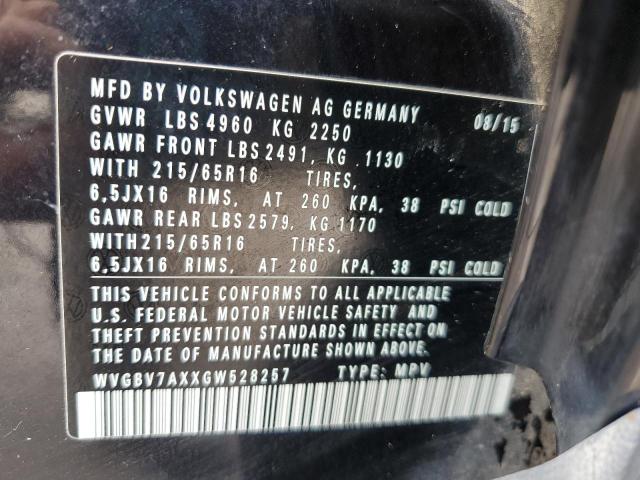 2016 VOLKSWAGEN TIGUAN S WVGBV7AXXGW528257