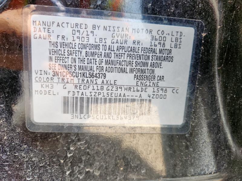 2019 NISSAN KICKS S - 3N1CP5CU1KL564379