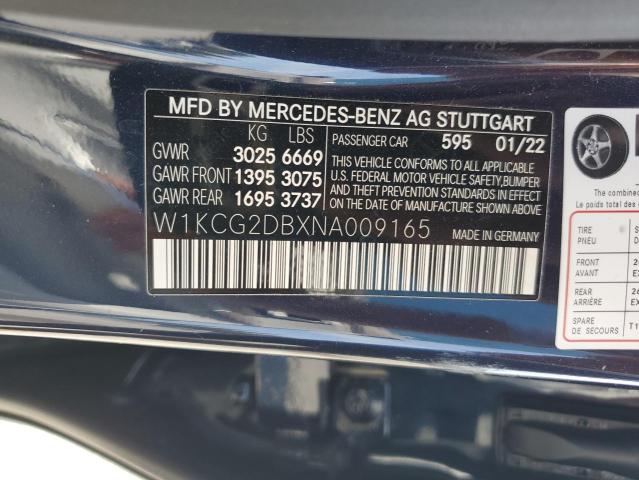 2022 MERCEDES-BENZ EQS SEDAN W1KCG2DBXNA009165