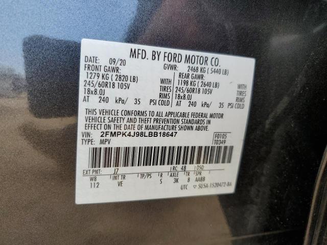 2020 FORD EDGE SEL - 2FMPK4J98LBB18647