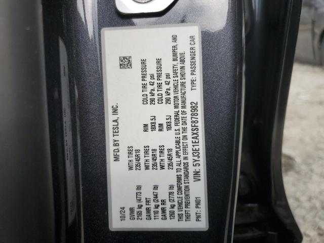 2025 TESLA MODEL 3 - 5YJ3E1EAXSF878982