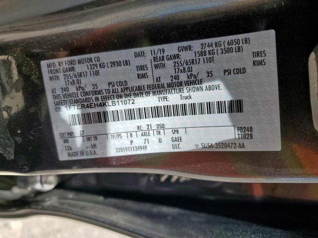 2019 FORD RANGER XL 1FTER4EH4KLB11072