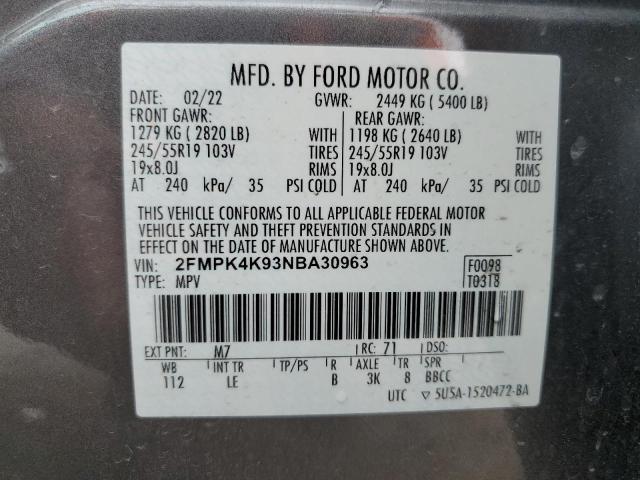 2022 FORD EDGE TITAN 2FMPK4K93NBA30963