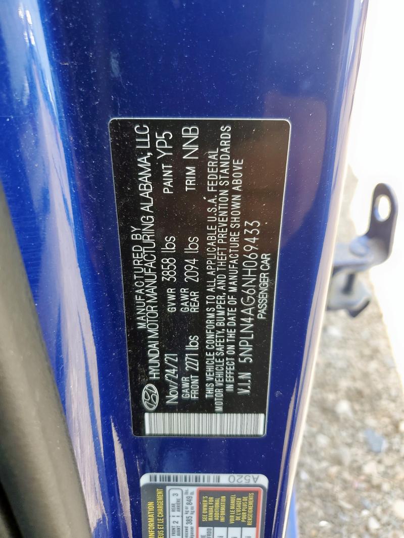 2022 HYUNDAI ELANTRA SEL 5NPLN4AG6NH069433