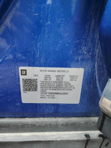 2021 CHEVROLET BOLT EV LT 1G1FY6S04M4112097