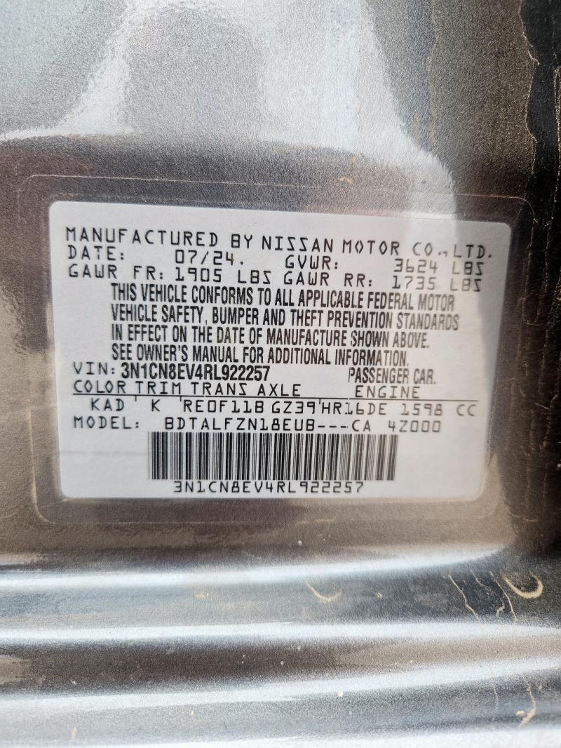 2024 NISSAN VERSA SV 3N1CN8EV4RL922257