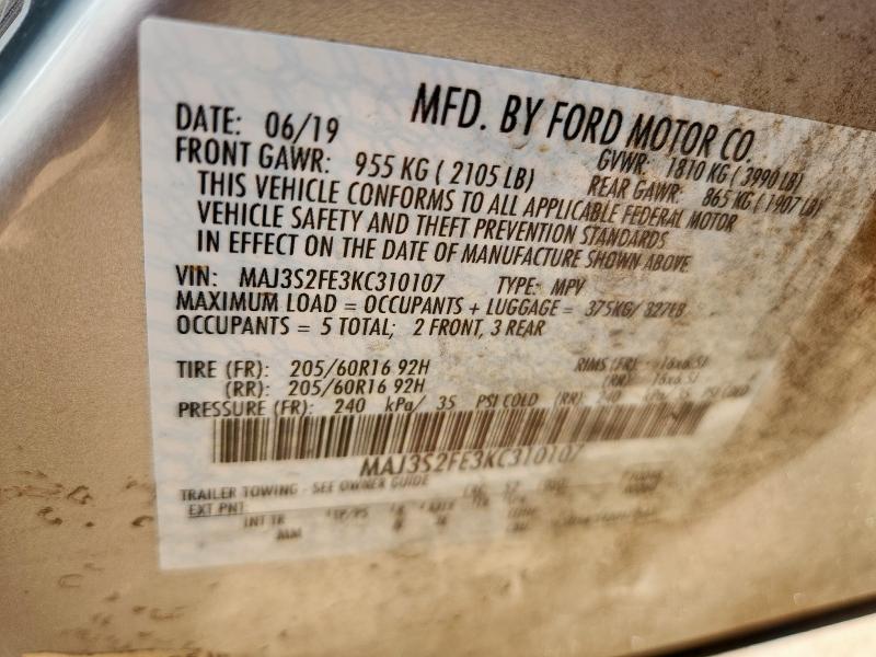 2019 FORD ECOSPORT S - MAJ3S2FE3KC310107