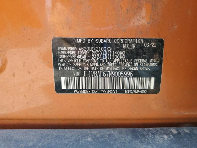 2022 SUBARU WRX PREMIU JF1VBAF67N9005996