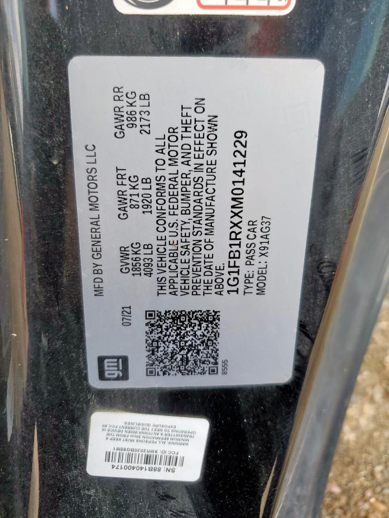 2021 CHEVROLET CAMARO LS 1G1FB1RXXM0141229