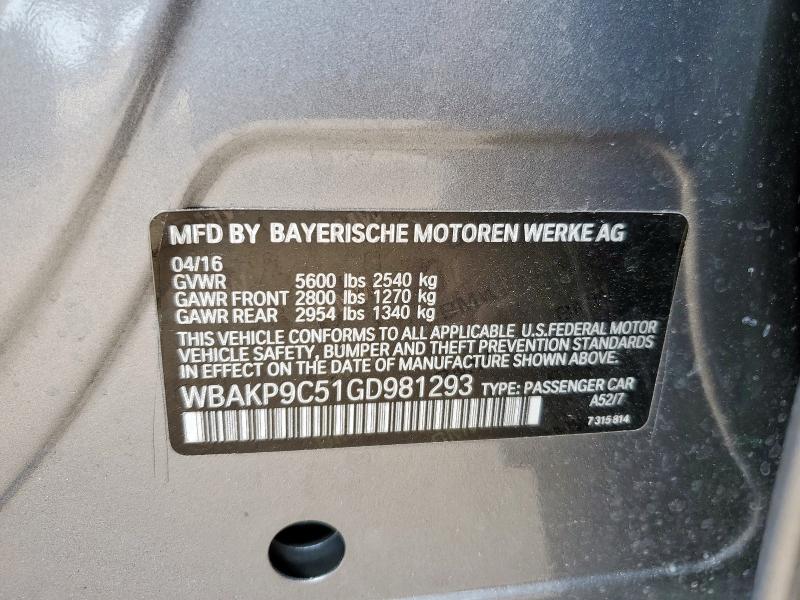 2016 BMW 550 XI WBAKP9C51GD981293