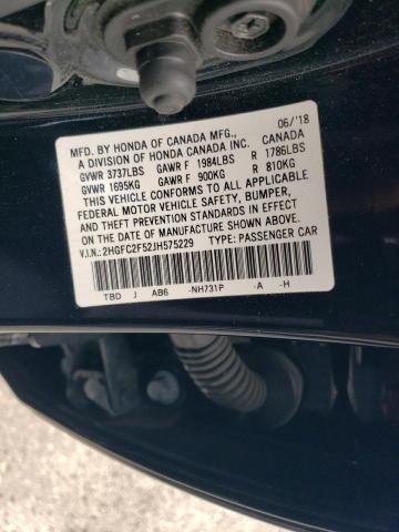 2018 HONDA CIVIC LX 2HGFC2F52JH575229