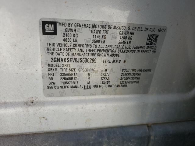 2018 CHEVROLET EQUINOX LT 3GNAXSEV8JS536289