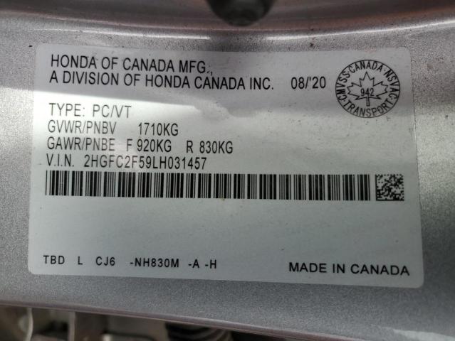 2020 HONDA CIVIC LX 2HGFC2F59LH031457