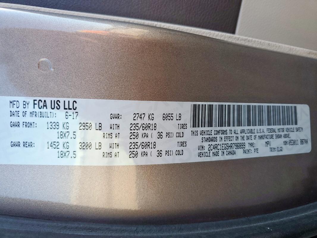 2017 CHRYSLER PACIFICA T 2C4RC1EG5HR796899