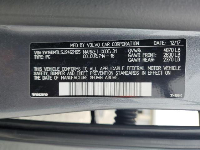 2018 VOLVO S60 DYNAMI YV140MTL5J2462195