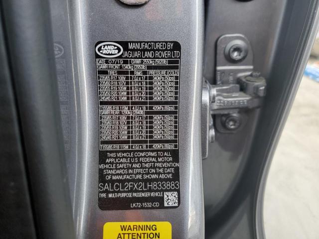 2020 LAND ROVER DISCOVERY SALCL2FX2LH833883