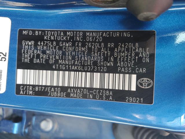 2020 TOYOTA CAMRY SE 4T1G11AK6LU373120