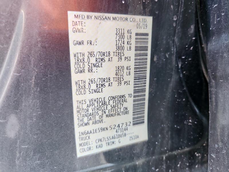 2019 NISSAN TITAN SV 1N6AA1E59KN524732