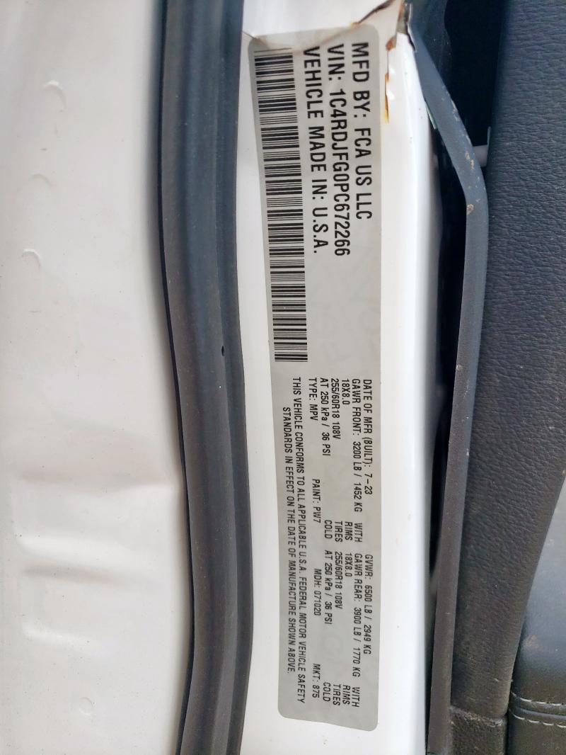 2023 DODGE DURANGO PU - 1C4RDJFG0PC672266