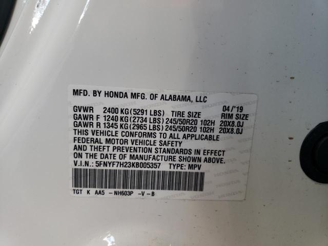 2019 HONDA PASSPORT S 5FNYF7H23KB005357