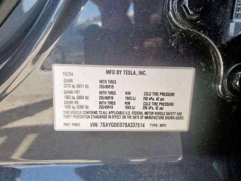 2025 TESLA MODEL Y 7SAYGDED7SA337514